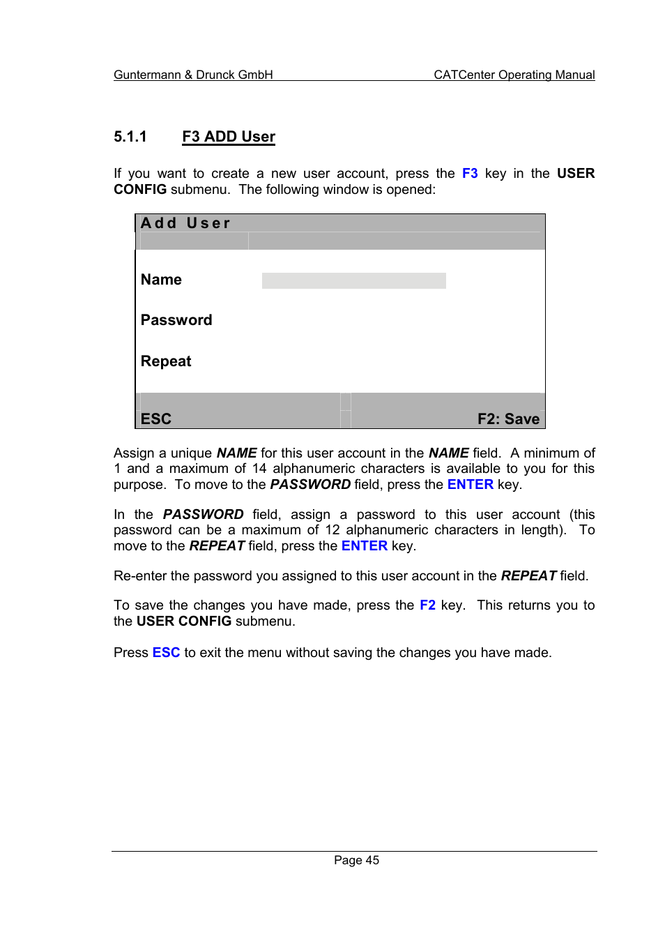 1 f3 add user | Guntermann & Drunck CATCenter X systems Operation User Manual | Page 45 / 132