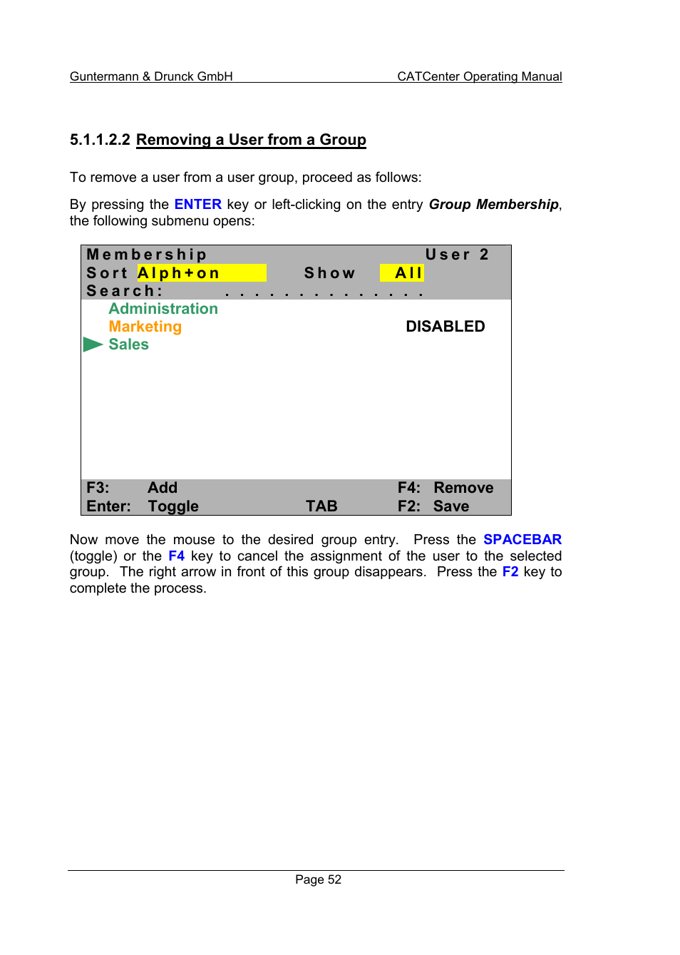 2 removing a user from a group | Guntermann & Drunck CATCenter X systems Operation User Manual | Page 52 / 132