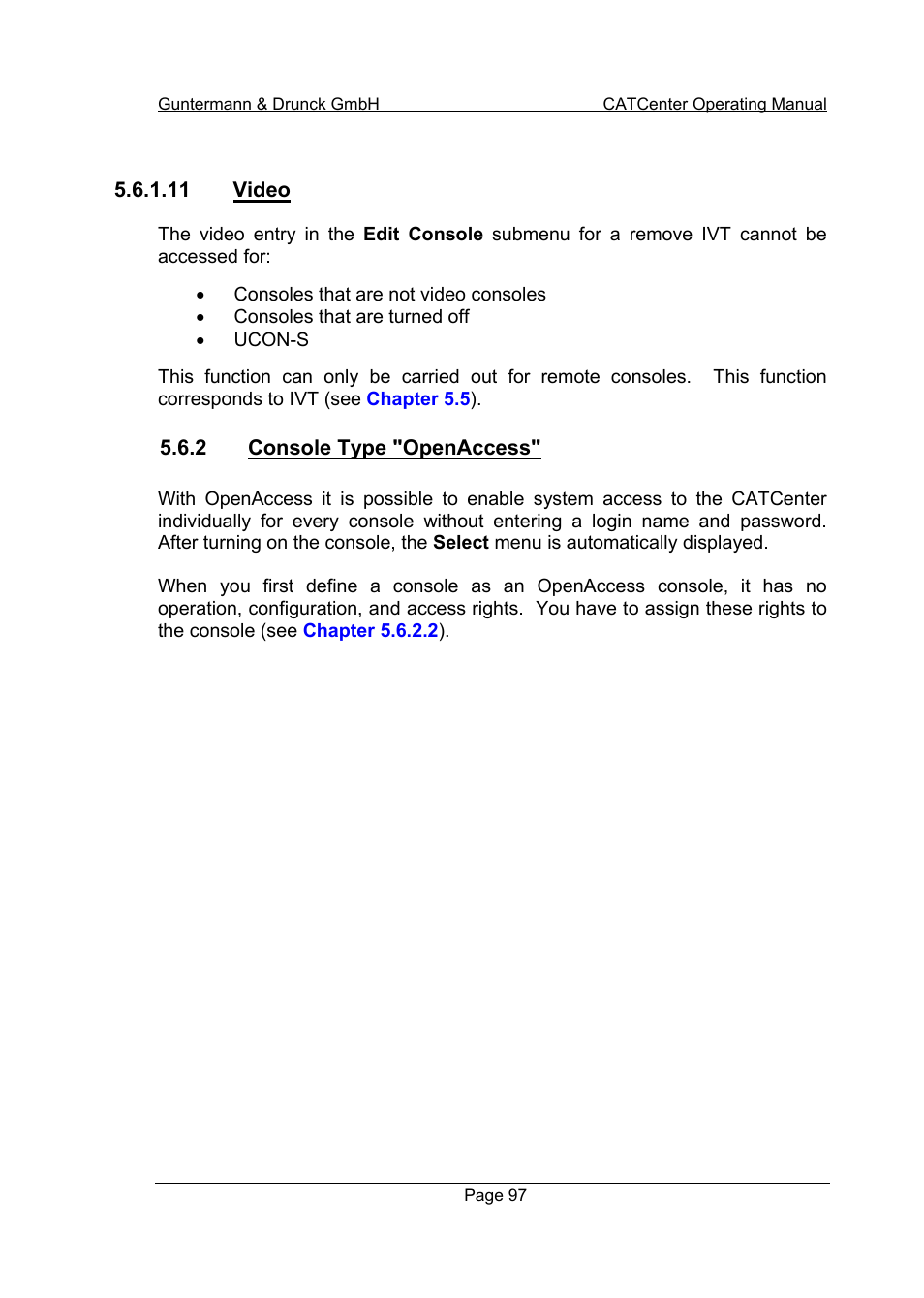 11 video, 2 console type "openaccess | Guntermann & Drunck CATCenter X systems Operation User Manual | Page 97 / 132