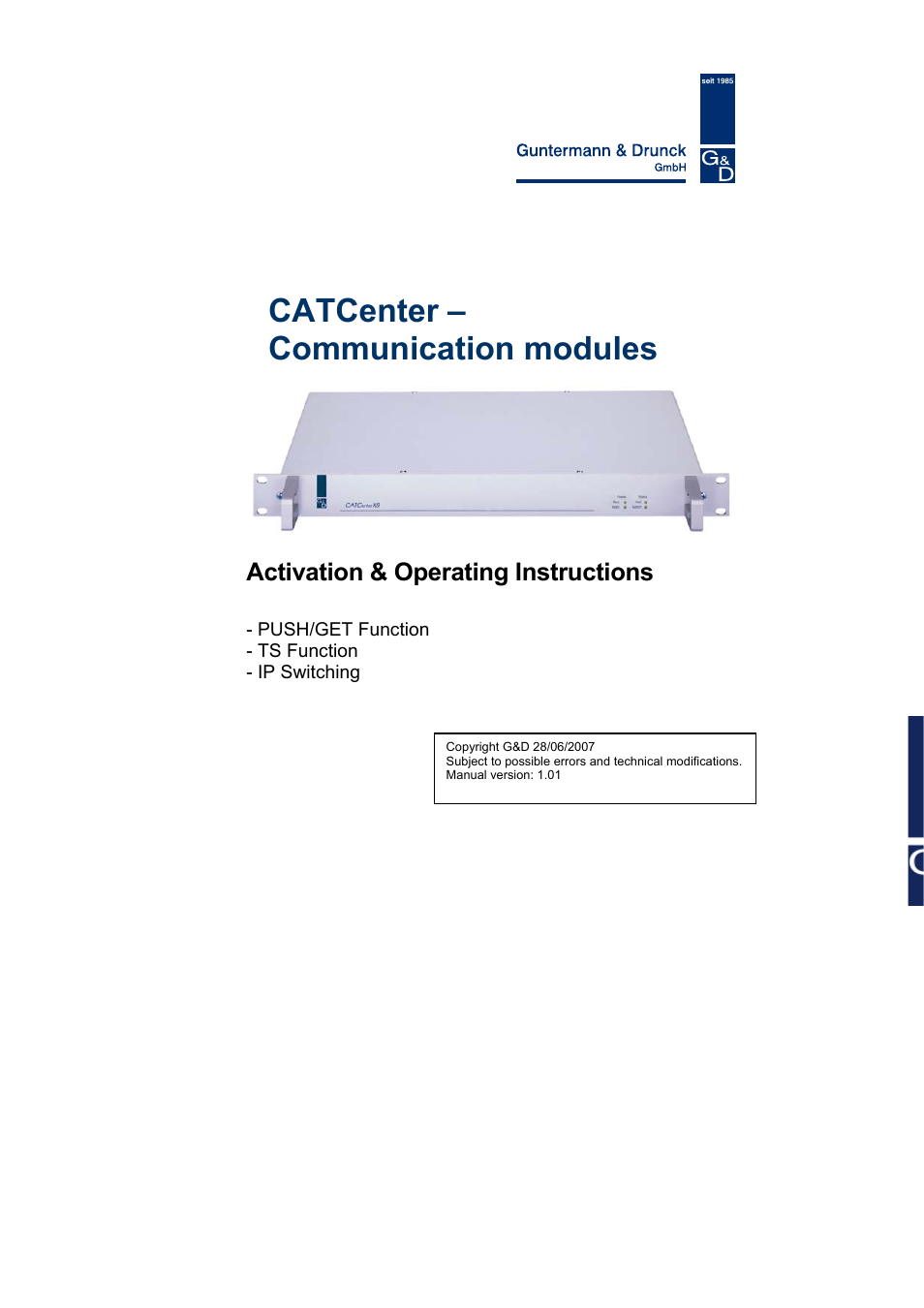 Guntermann & Drunck CATCenter X systems Communicaton modules User Manual | 36 pages