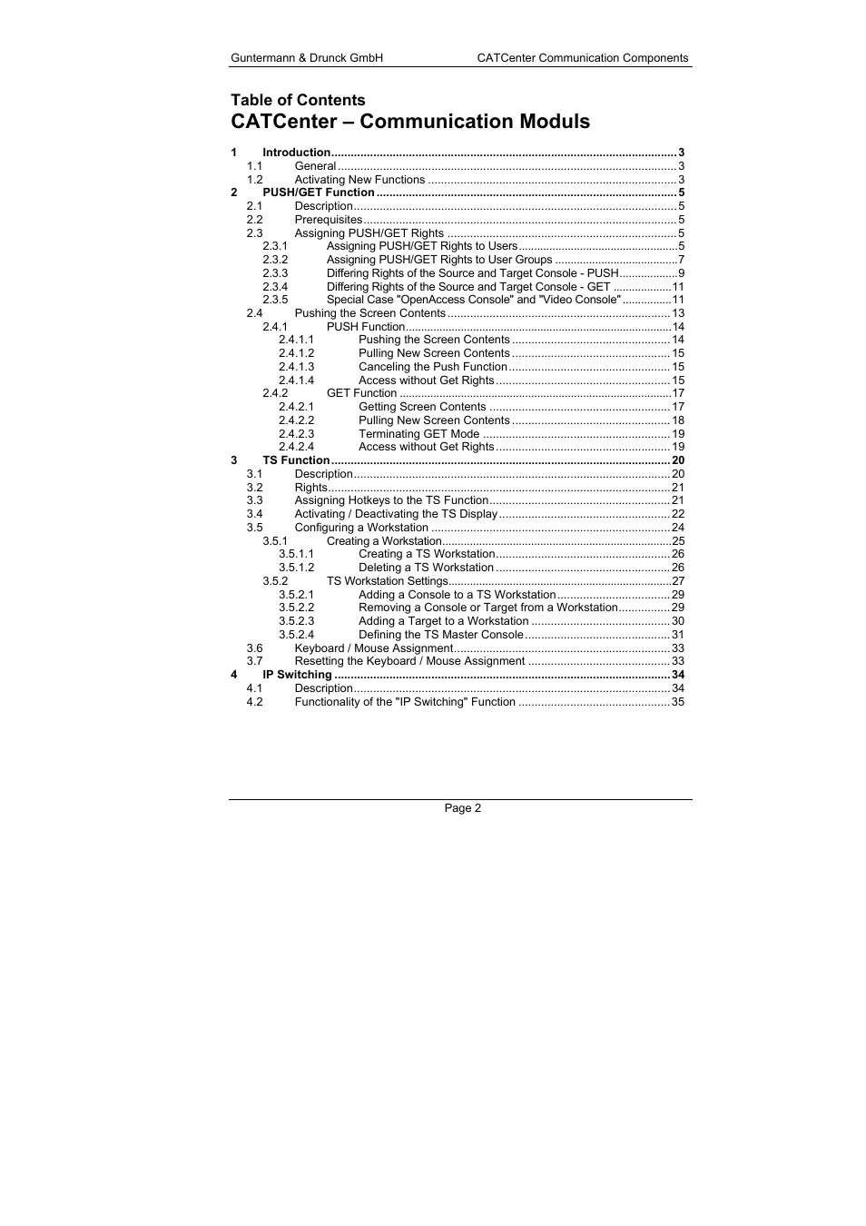 Catcenter – communication moduls | Guntermann & Drunck CATCenter X systems Communicaton modules User Manual | Page 2 / 36