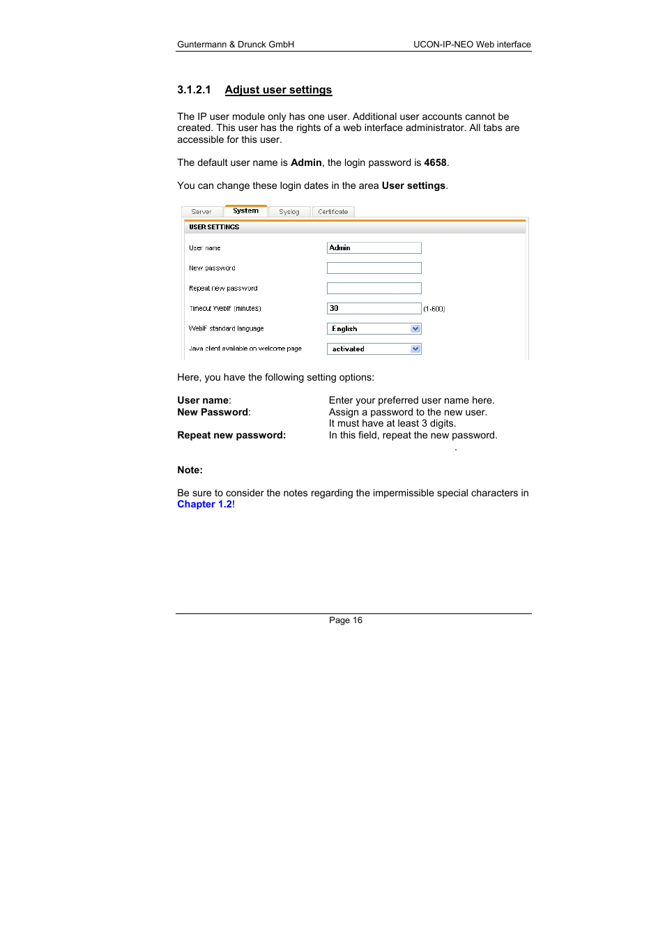 1 adjust user settings, Adjust user settings | Guntermann & Drunck UCON-IP-NEO Web Interface User Manual | Page 16 / 48