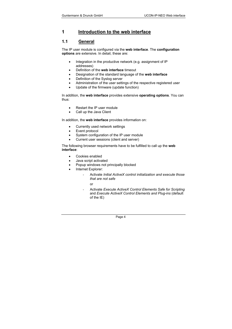 1 introduction to the web interface, 1 general, Troduction to the web interface | General, 1introduction to the web interface | Guntermann & Drunck UCON-IP-NEO Web Interface User Manual | Page 4 / 48