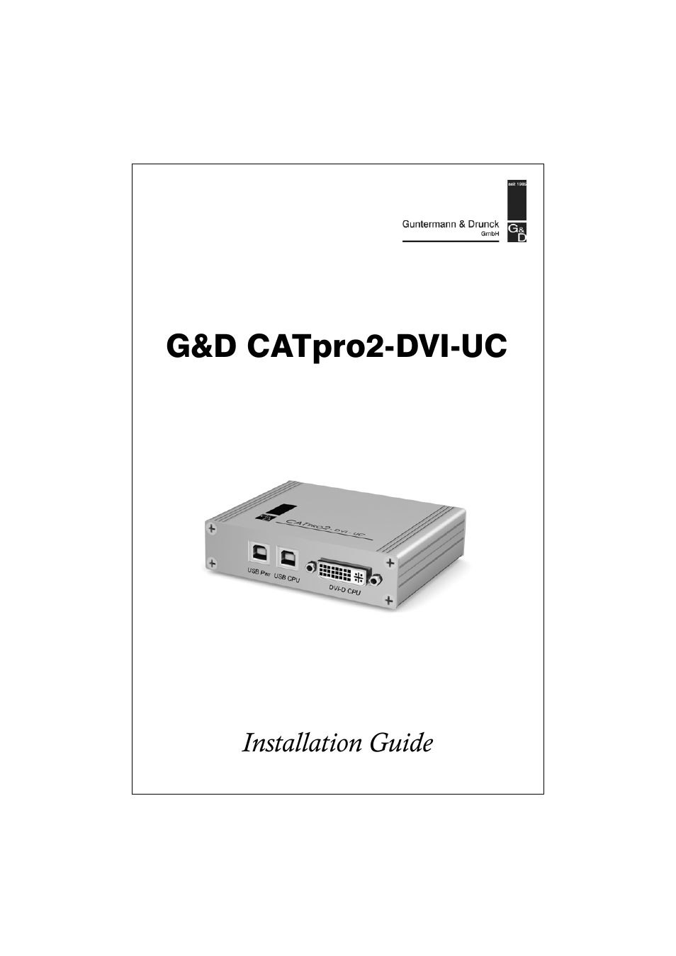 Guntermann & Drunck CATpro2-DVI User Manual | 16 pages