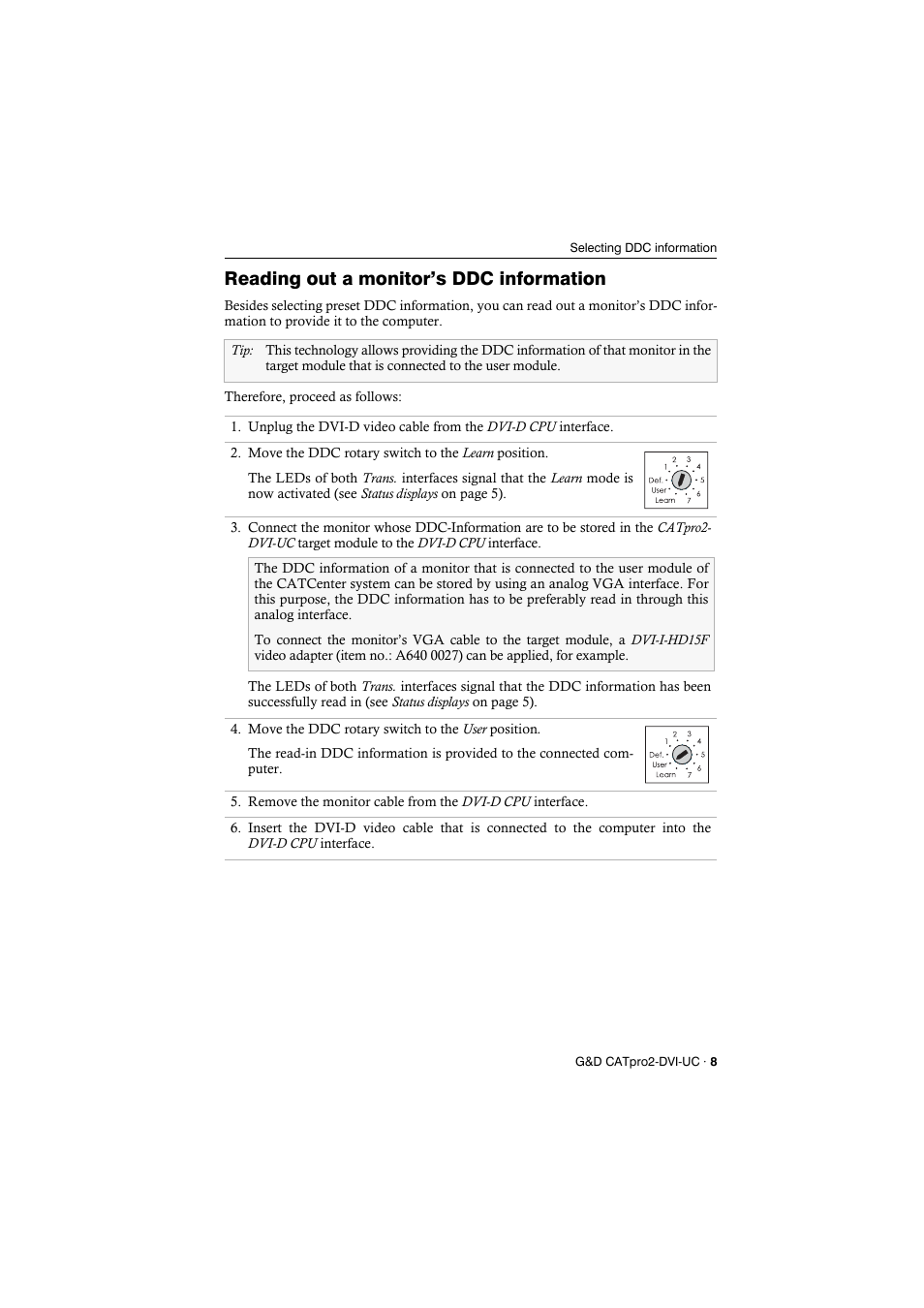 Reading out a monitor’s ddc information | Guntermann & Drunck CATpro2-DVI User Manual | Page 11 / 16