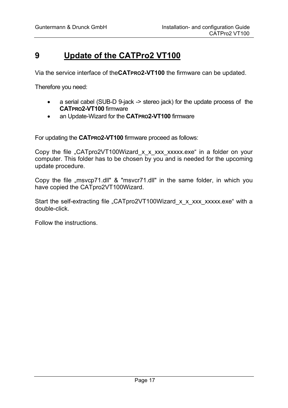 Guntermann & Drunck CATpro2-VT100 User Manual | Page 17 / 20