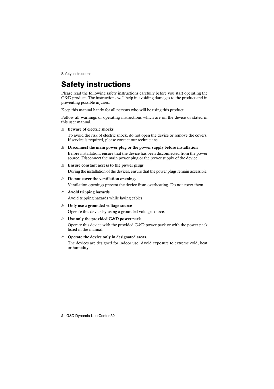 Safety instructions | Guntermann & Drunck Dynamic-UserCenter 32 Installation User Manual | Page 4 / 20