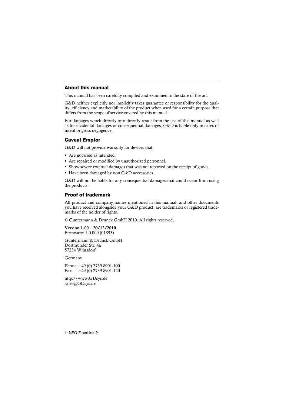 Guntermann & Drunck NEO-FiberLink2 User Manual | Page 2 / 16