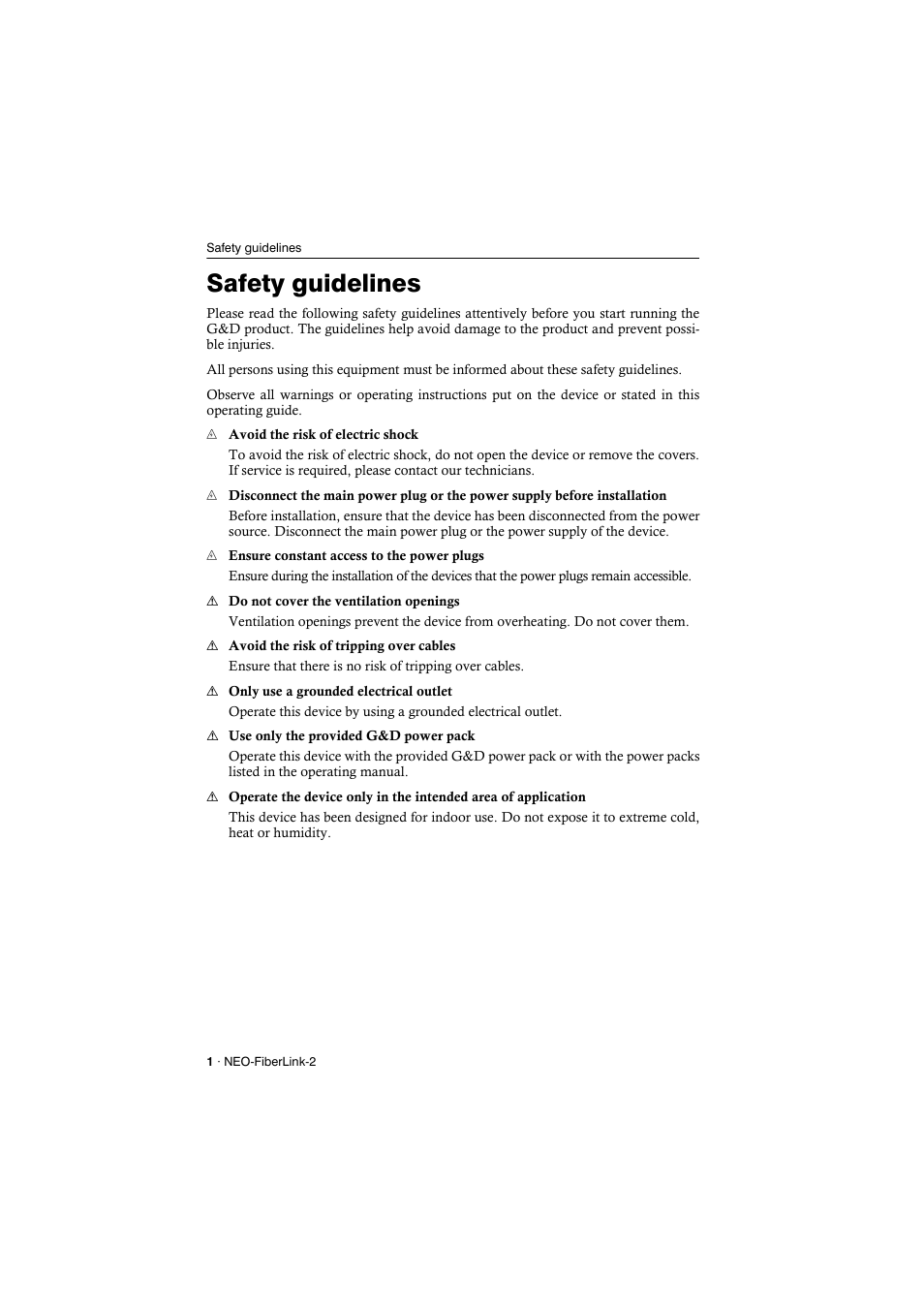 Safety guidelines | Guntermann & Drunck NEO-FiberLink2 User Manual | Page 4 / 16
