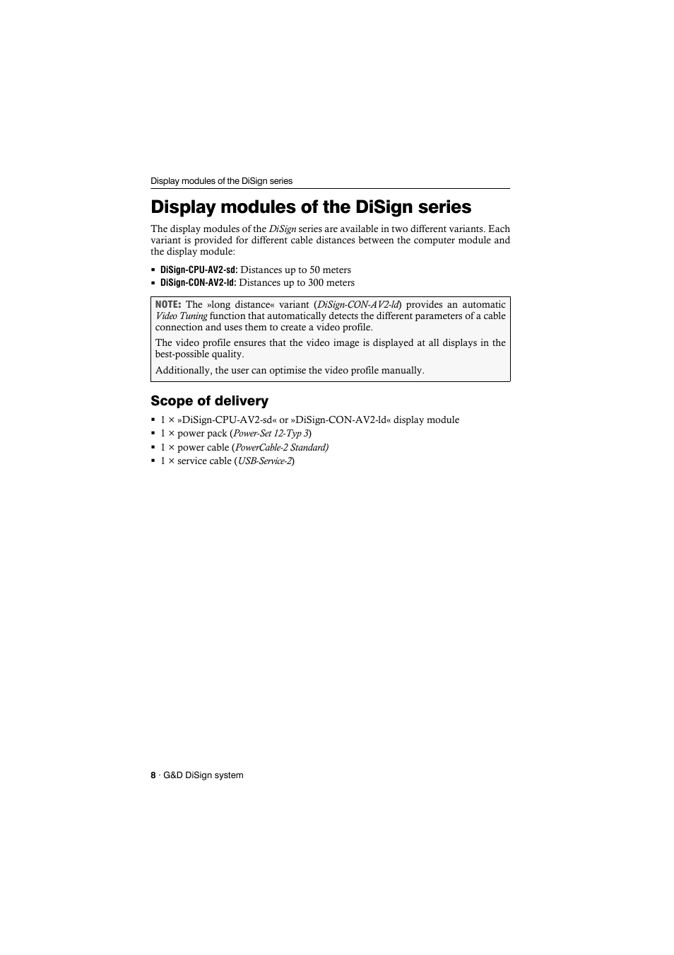 Display modules of the disign series, Scope of delivery, Display modu | Guntermann & Drunck DiSign-System User Manual | Page 12 / 24