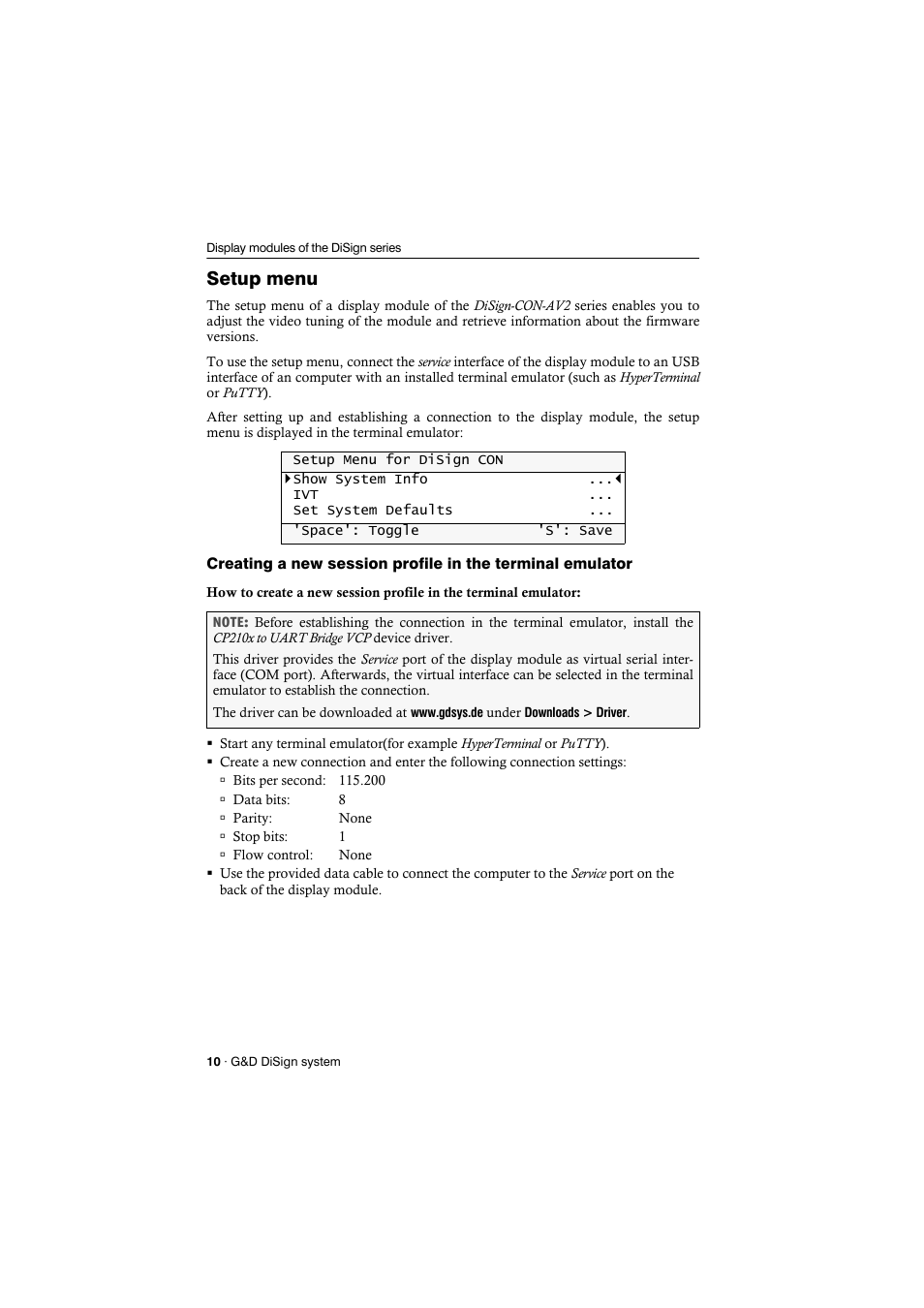 Setup menu | Guntermann & Drunck DiSign-System User Manual | Page 14 / 24