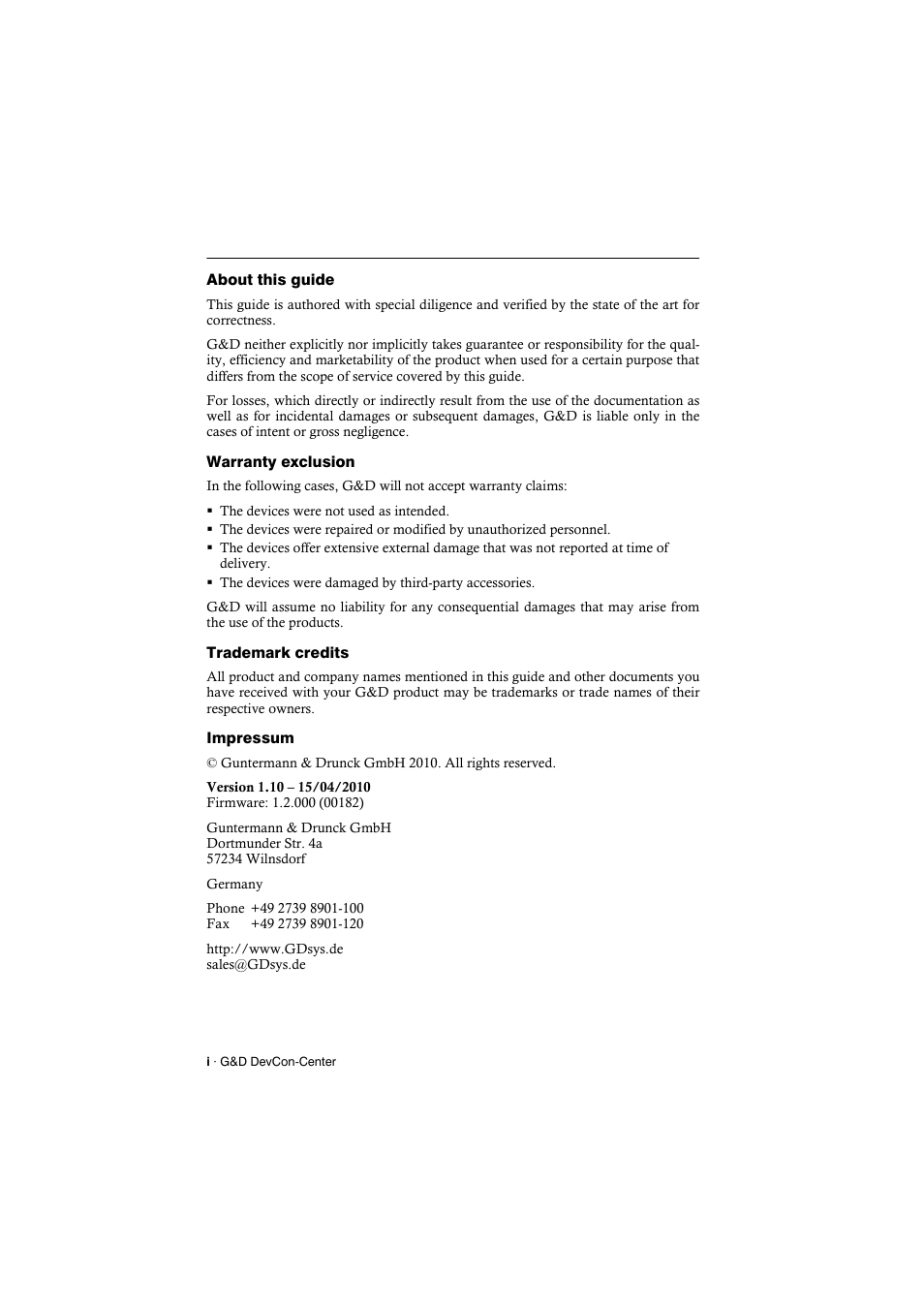 Guntermann & Drunck DevCon-Center Installation User Manual | Page 2 / 16