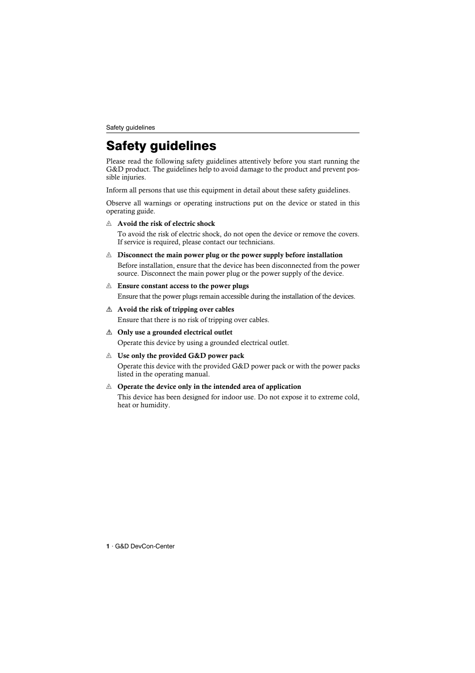 Safety guidelines | Guntermann & Drunck DevCon-Center Installation User Manual | Page 4 / 16