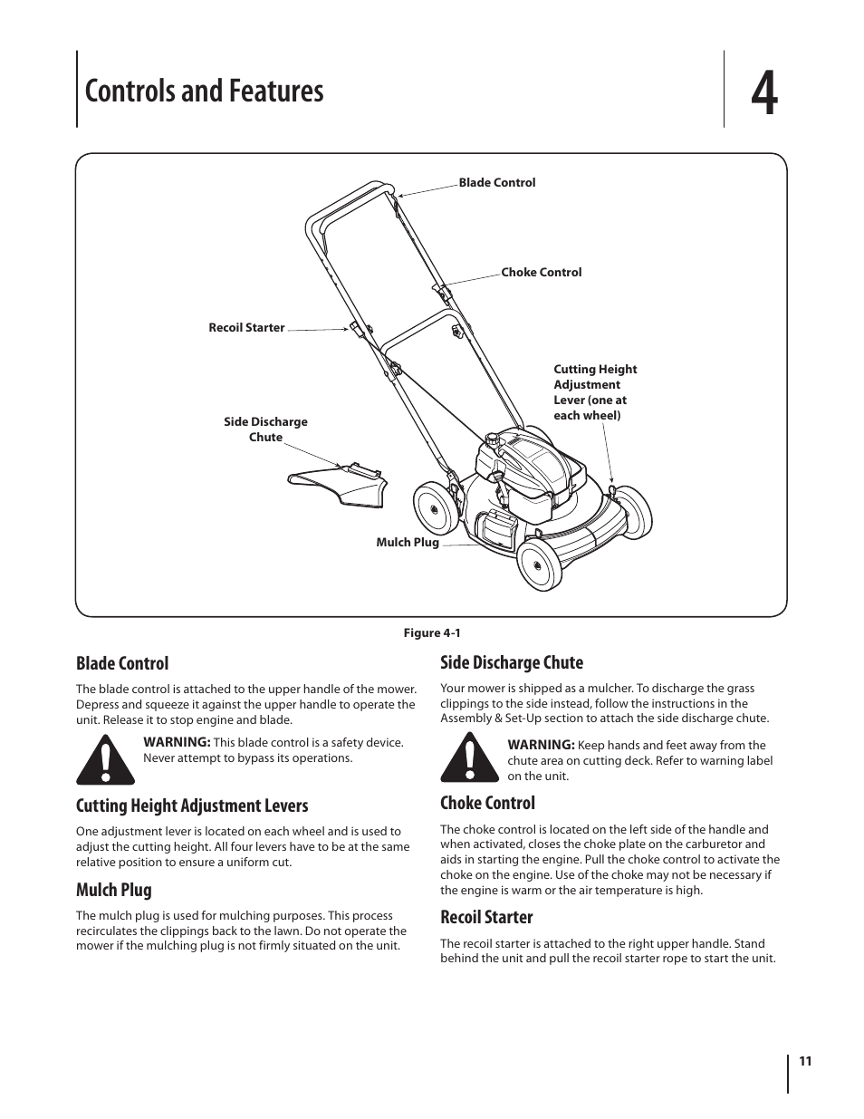 Controls and features | Cub Cadet 10M User Manual | Page 11 / 32