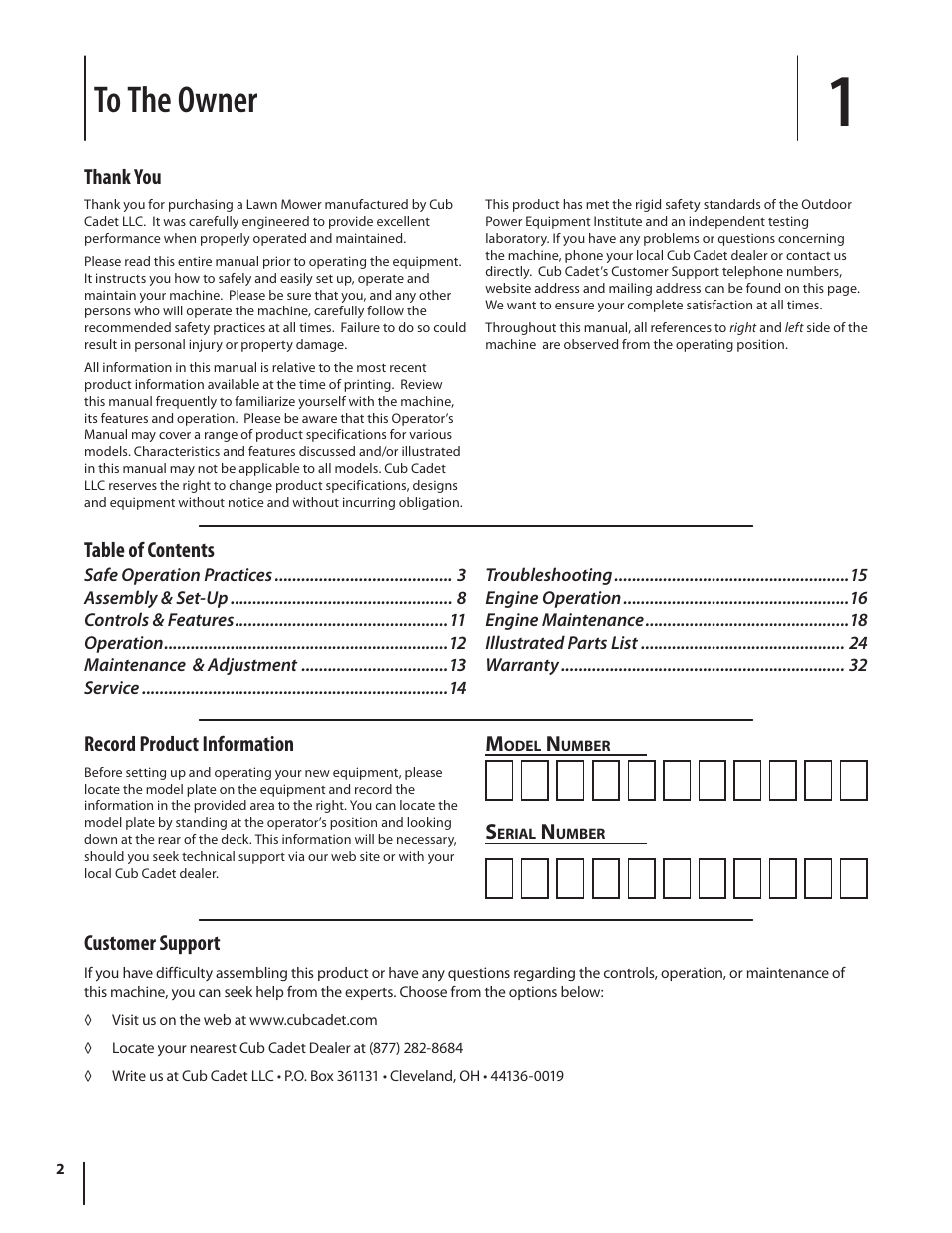 Cub Cadet 10M User Manual | Page 2 / 32