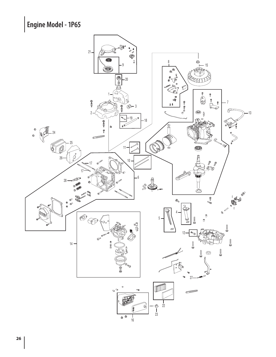 Engine model - 1p65 | Cub Cadet 10M User Manual | Page 26 / 32