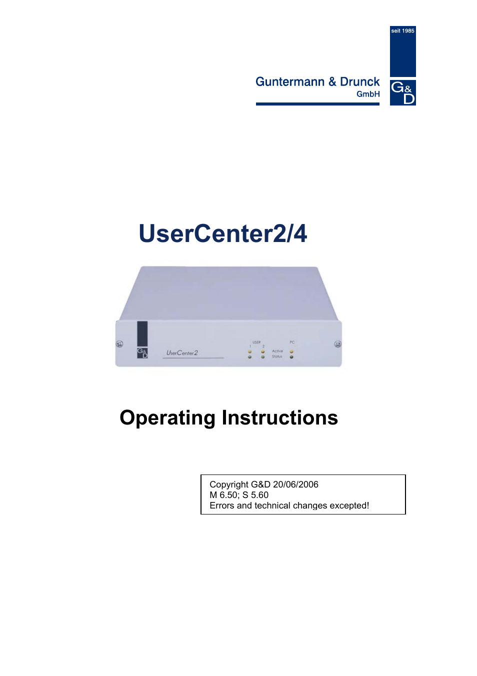 Guntermann & Drunck UserCenter2/4 User Manual | 20 pages