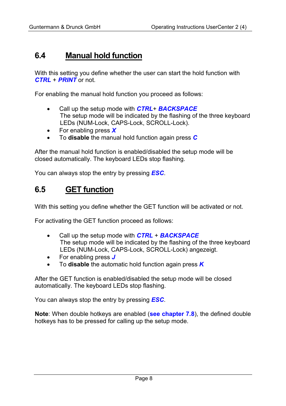 4 manual hold function, 5 get function | Guntermann & Drunck UserCenter2/4 User Manual | Page 11 / 20