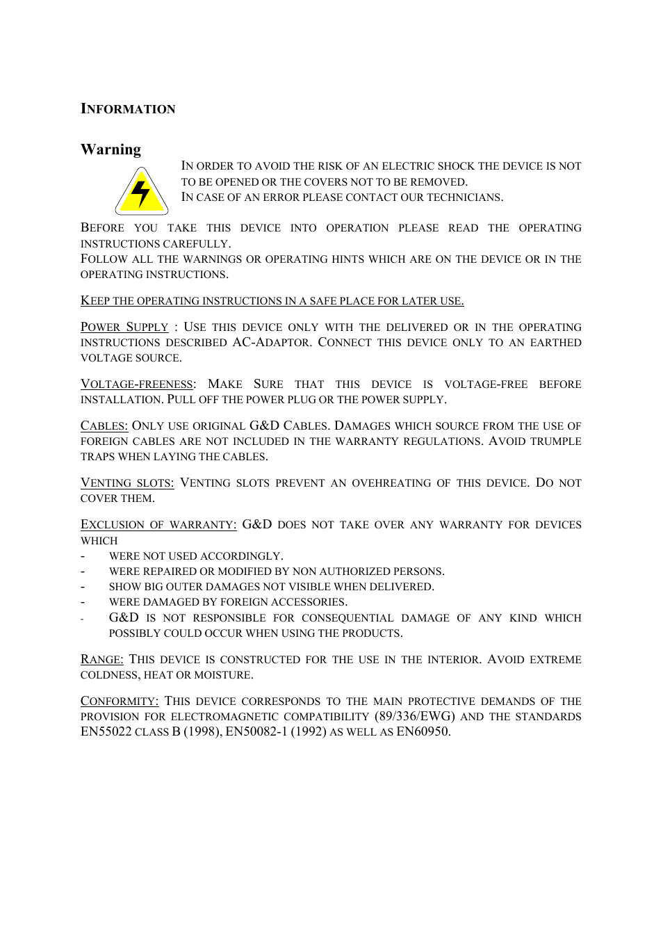 Warning | Guntermann & Drunck UserCenter2/4 User Manual | Page 3 / 20