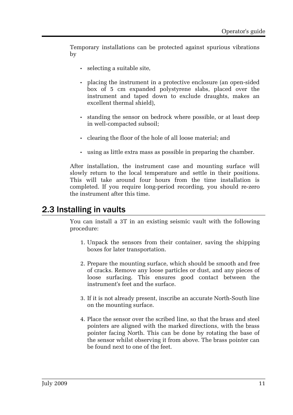 3 installing in vaults | Guralp Systems CMG-3T User Manual | Page 11 / 53