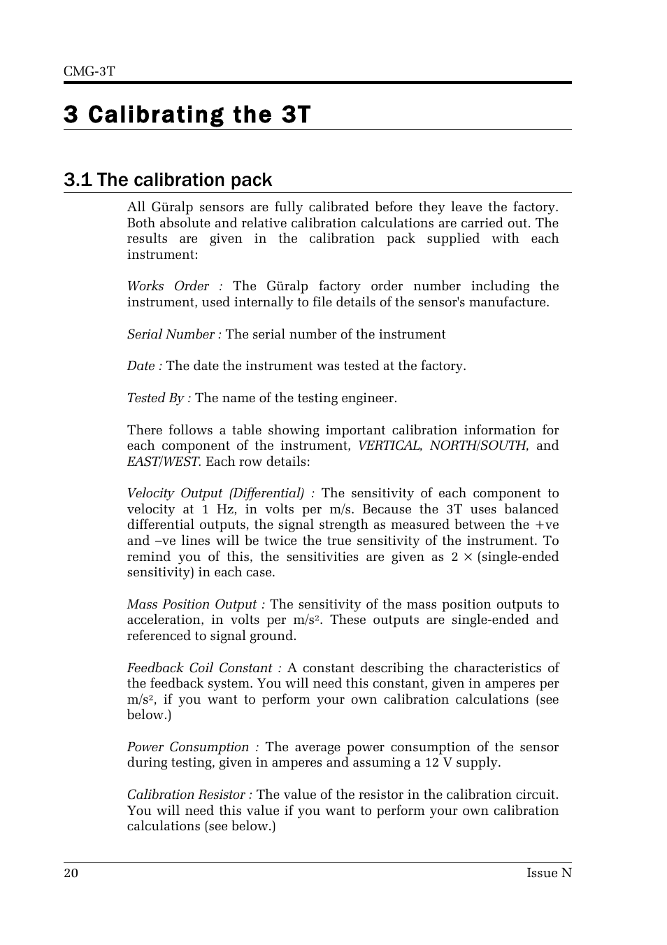3 calibrating the 3t, 1 the calibration pack | Guralp Systems CMG-3T User Manual | Page 20 / 53