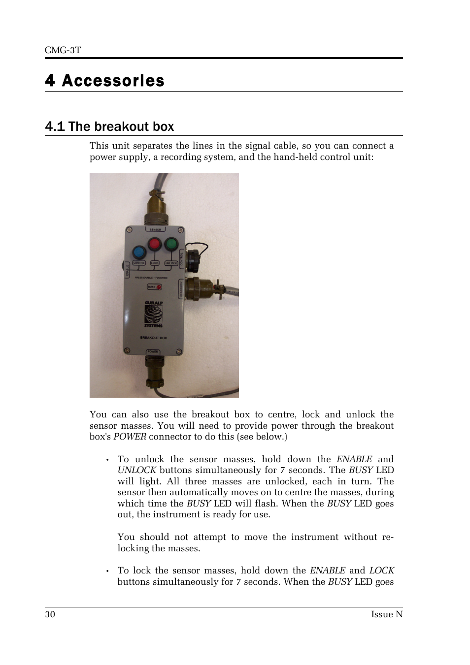 4 accessories, 1 the breakout box | Guralp Systems CMG-3T User Manual | Page 30 / 53