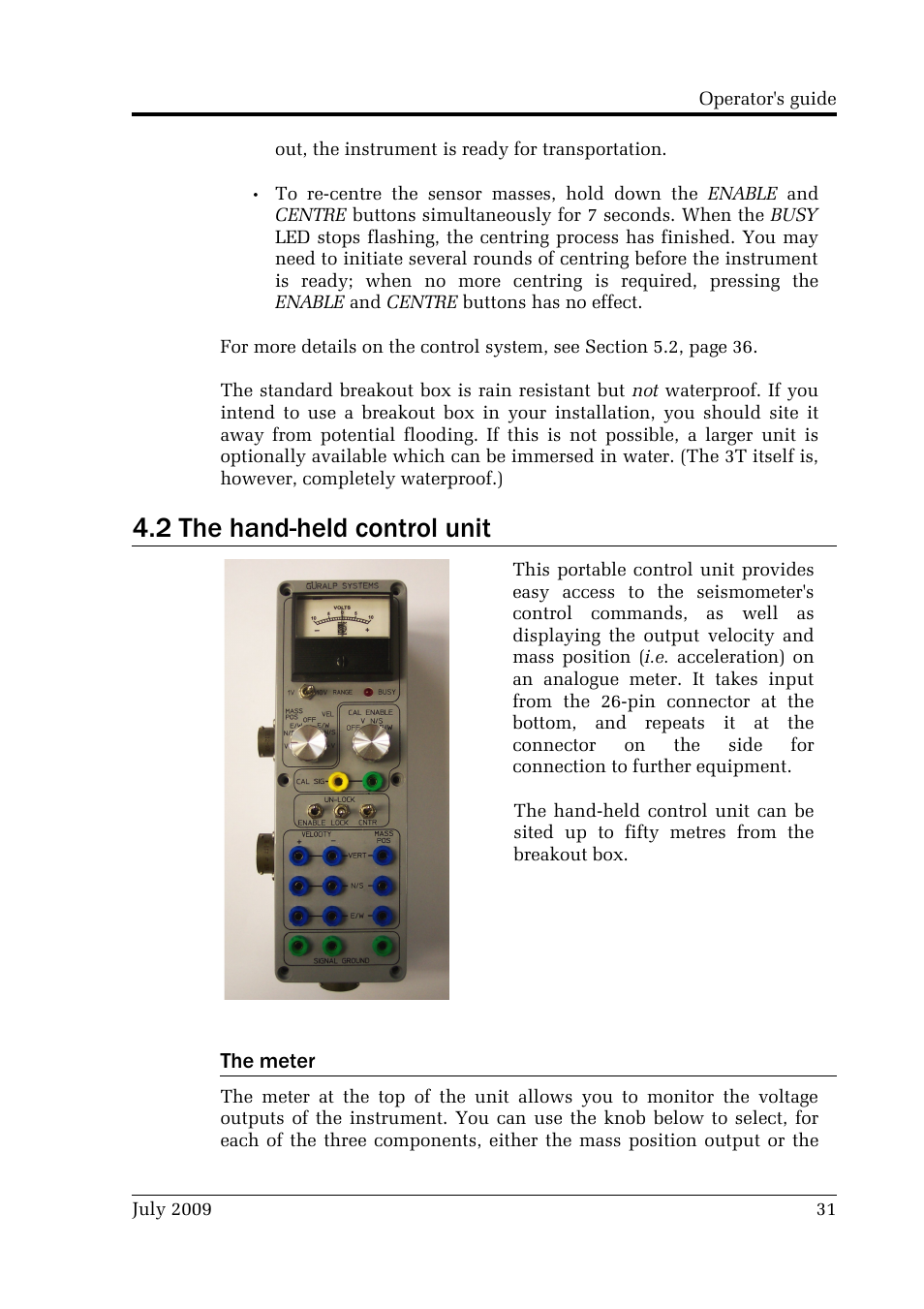 2 the hand-held control unit | Guralp Systems CMG-3T User Manual | Page 31 / 53