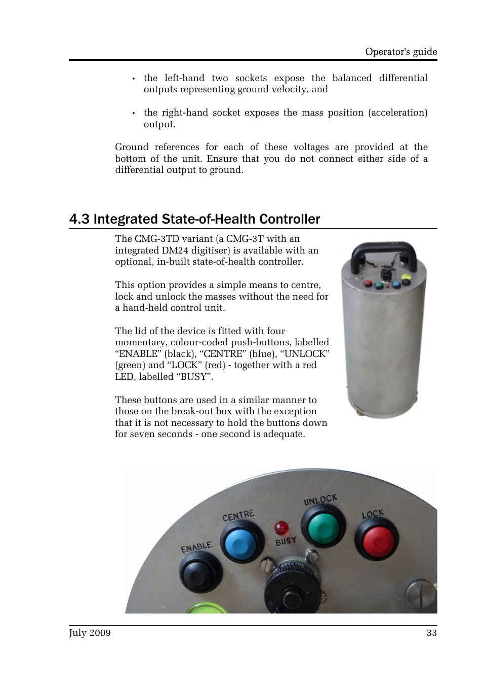 3 integrated state-of-health controller | Guralp Systems CMG-3T User Manual | Page 33 / 53