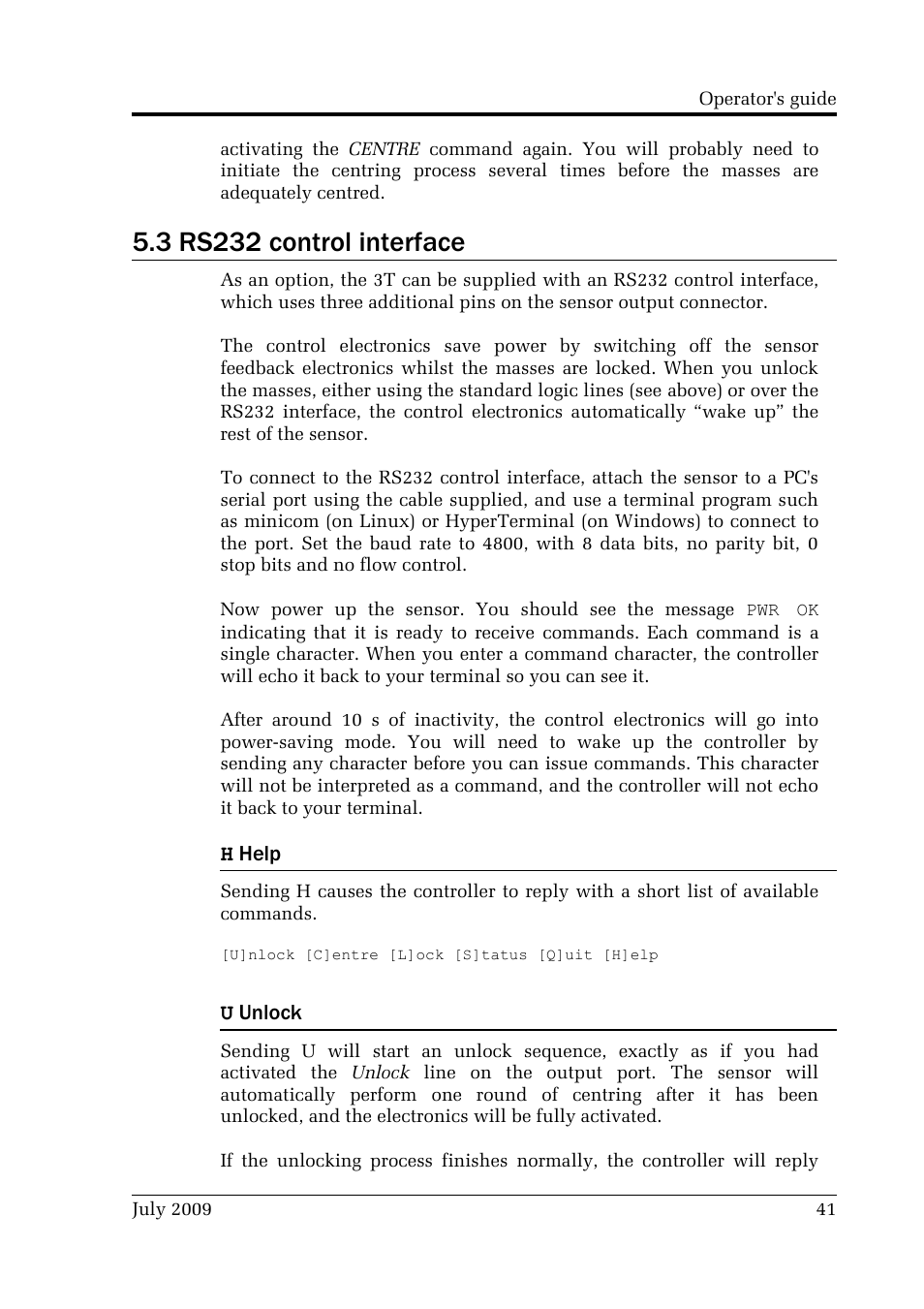 3 rs232 control interface | Guralp Systems CMG-3T User Manual | Page 41 / 53