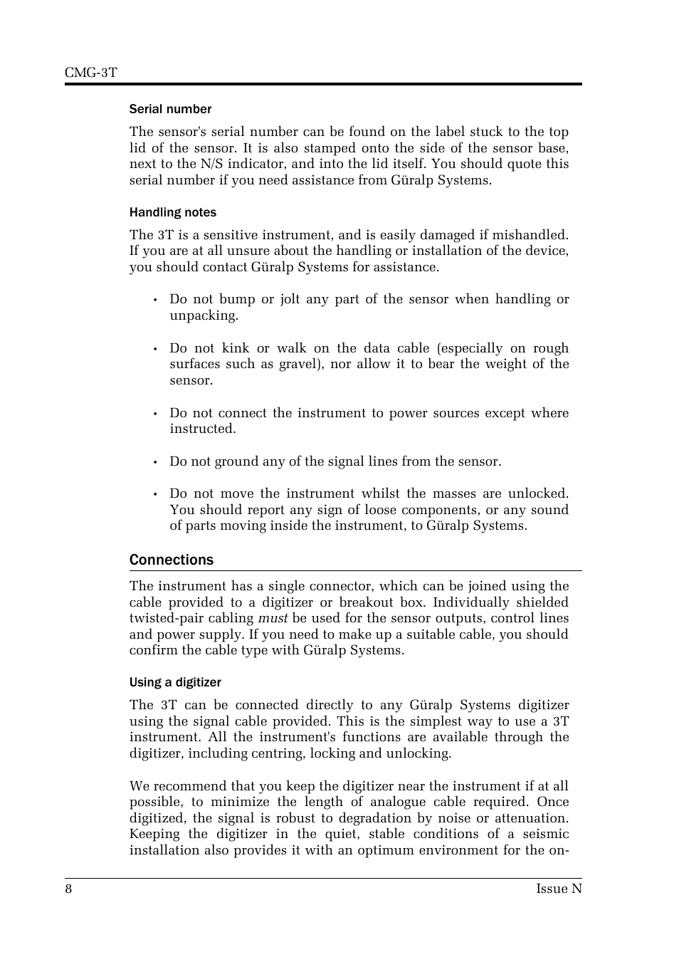 Connections | Guralp Systems CMG-3T User Manual | Page 8 / 53