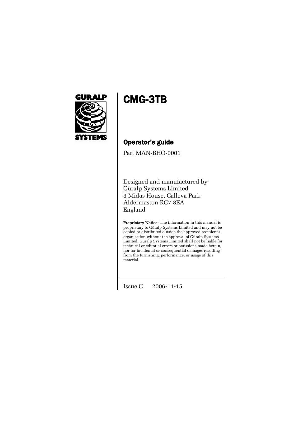 Guralp Systems CMG-3TB User Manual | 78 pages