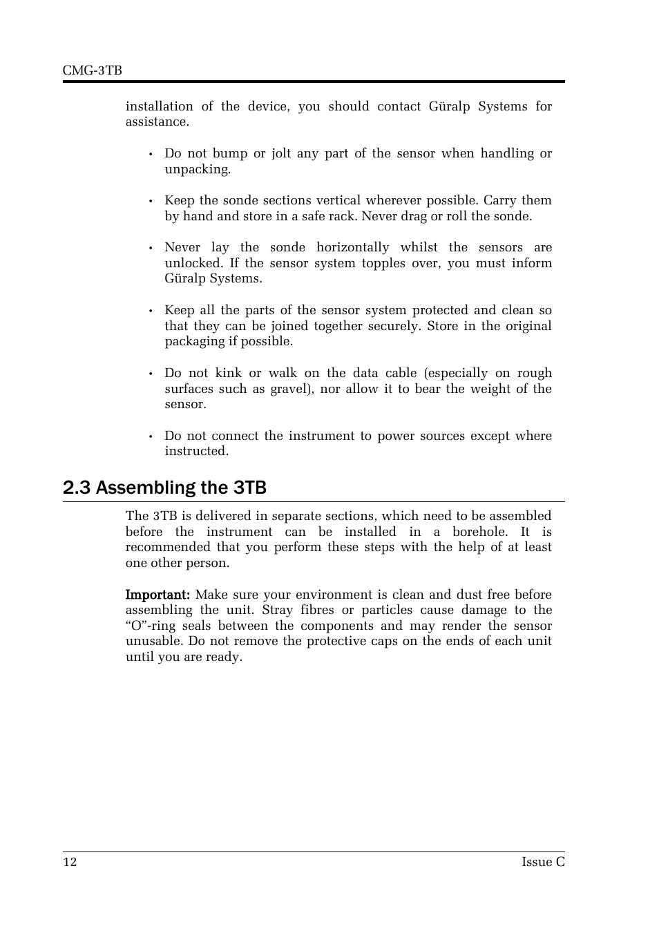 3 assembling the 3tb | Guralp Systems CMG-3TB User Manual | Page 12 / 78