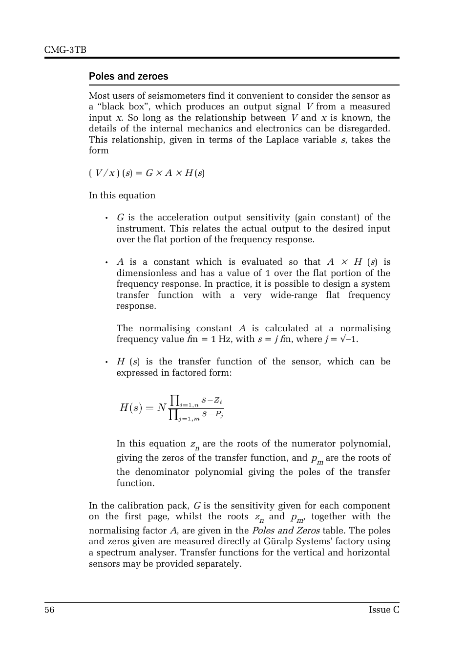 Poles and zeroes | Guralp Systems CMG-3TB User Manual | Page 56 / 78