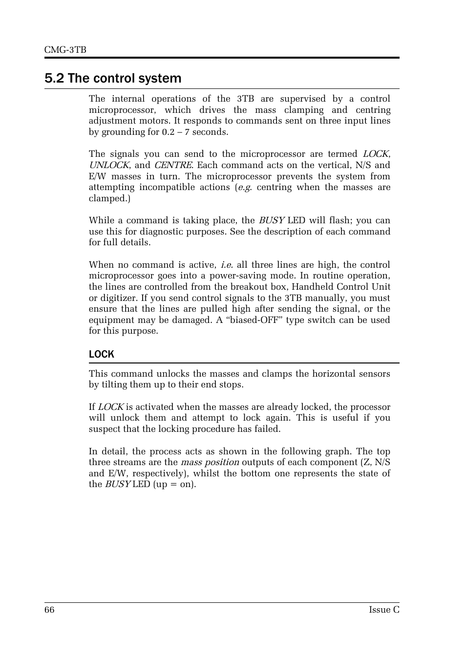 2 the control system, Lock | Guralp Systems CMG-3TB User Manual | Page 66 / 78