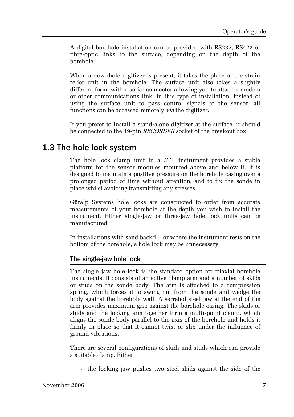 3 the hole lock system, The single-jaw hole lock | Guralp Systems CMG-3TB User Manual | Page 7 / 78