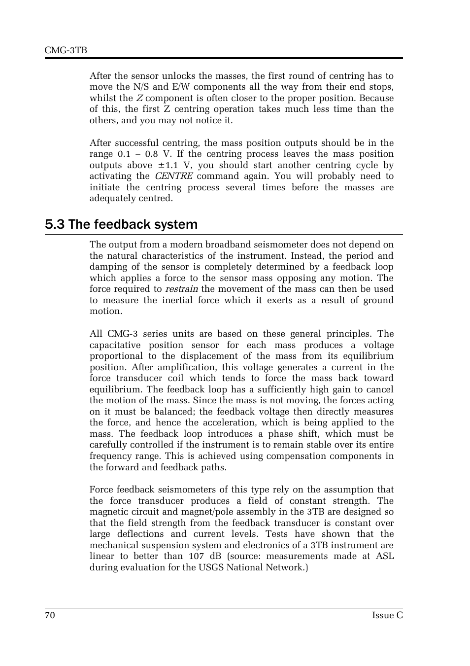 3 the feedback system | Guralp Systems CMG-3TB User Manual | Page 70 / 78