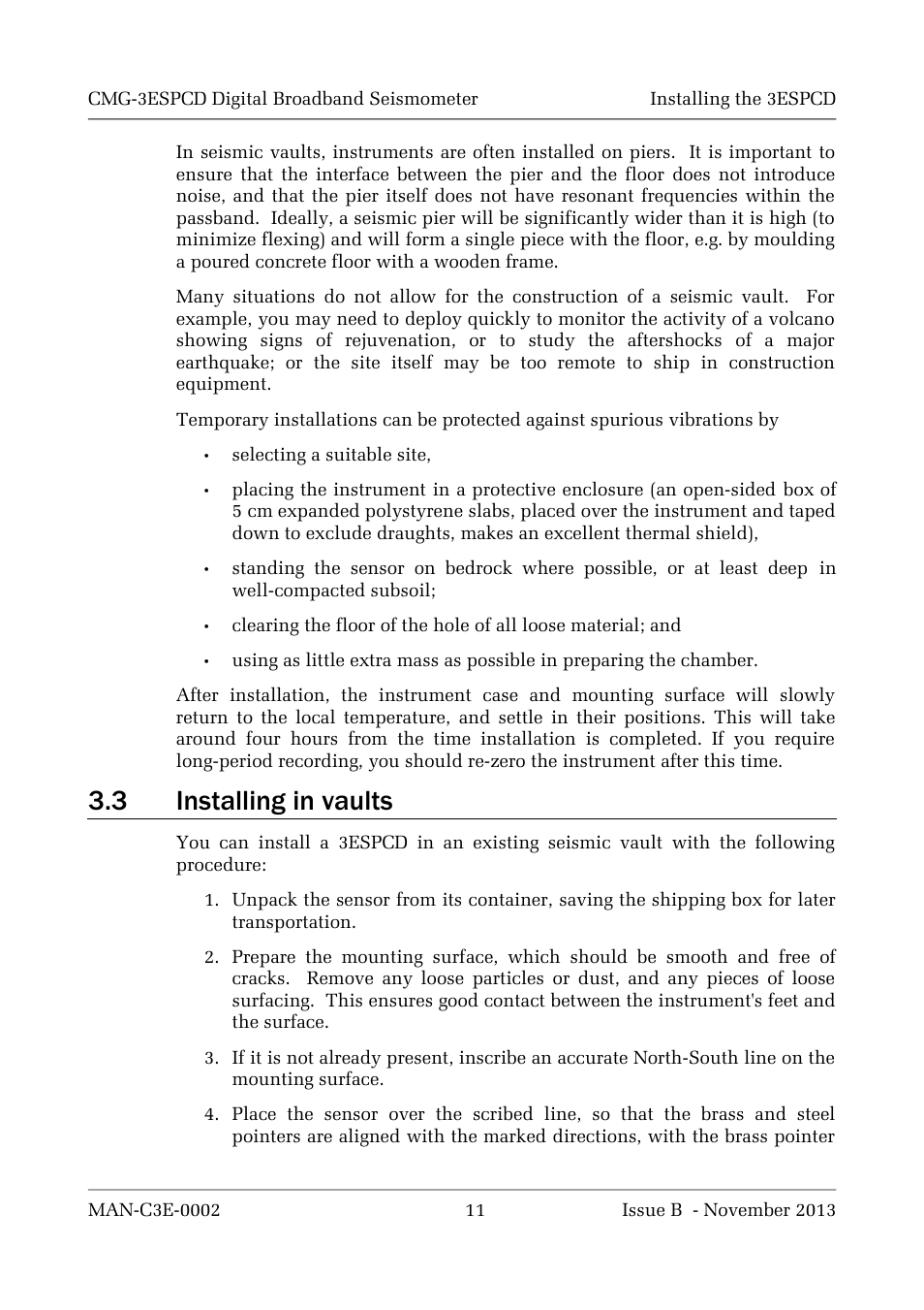 3 installing in vaults | Guralp Systems CMG-3ESPCD User Manual | Page 11 / 98