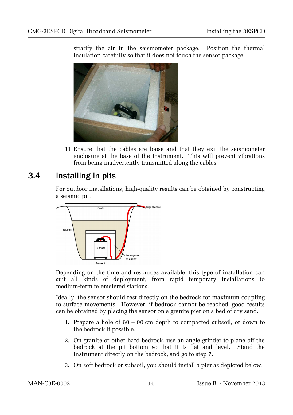 4 installing in pits | Guralp Systems CMG-3ESPCD User Manual | Page 14 / 98