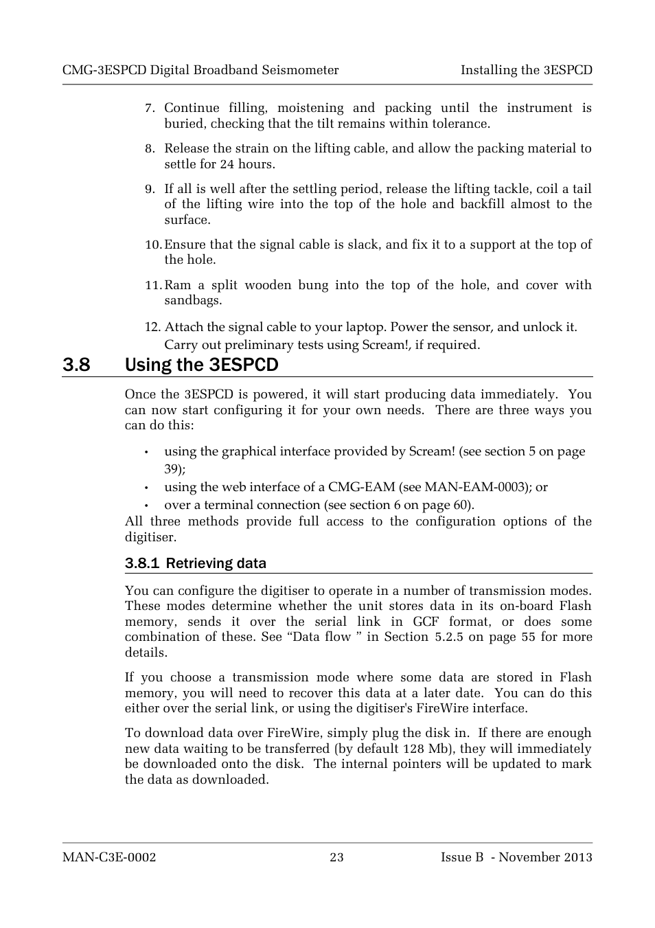 8 using the 3espcd | Guralp Systems CMG-3ESPCD User Manual | Page 23 / 98