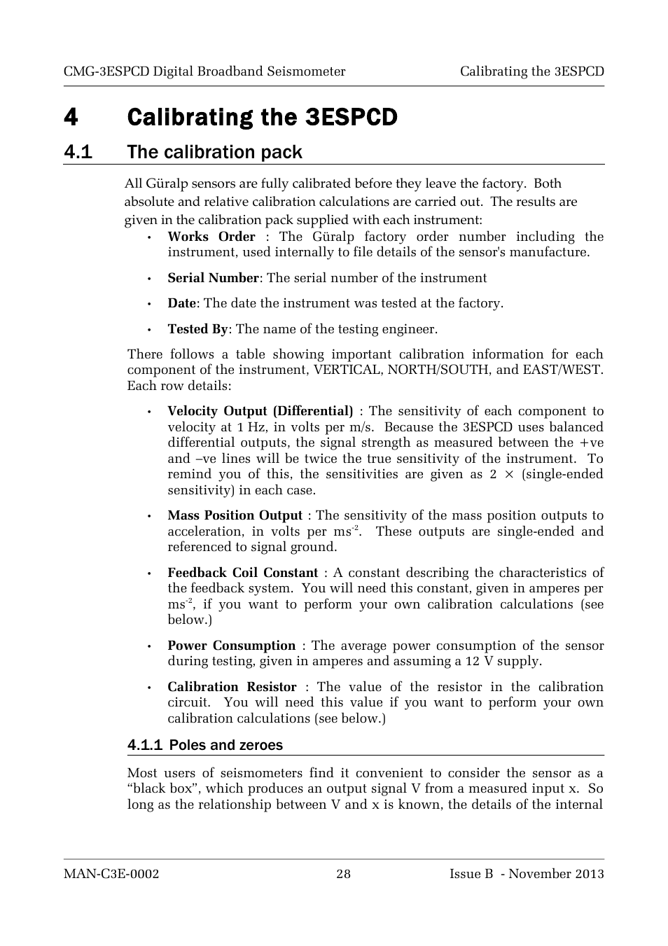 4calibrating the 3espcd, 1 the calibration pack | Guralp Systems CMG-3ESPCD User Manual | Page 28 / 98