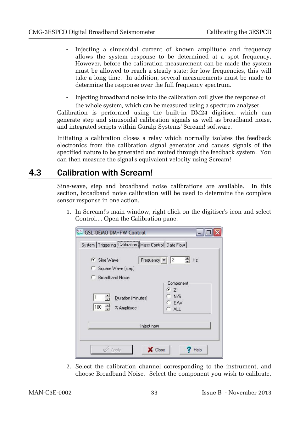 3 calibration with scream | Guralp Systems CMG-3ESPCD User Manual | Page 33 / 98