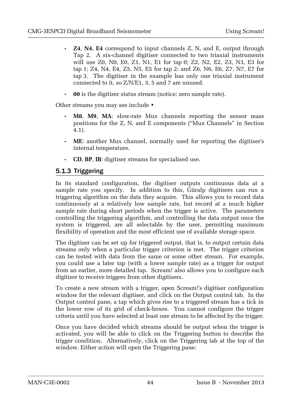 3 triggering | Guralp Systems CMG-3ESPCD User Manual | Page 44 / 98