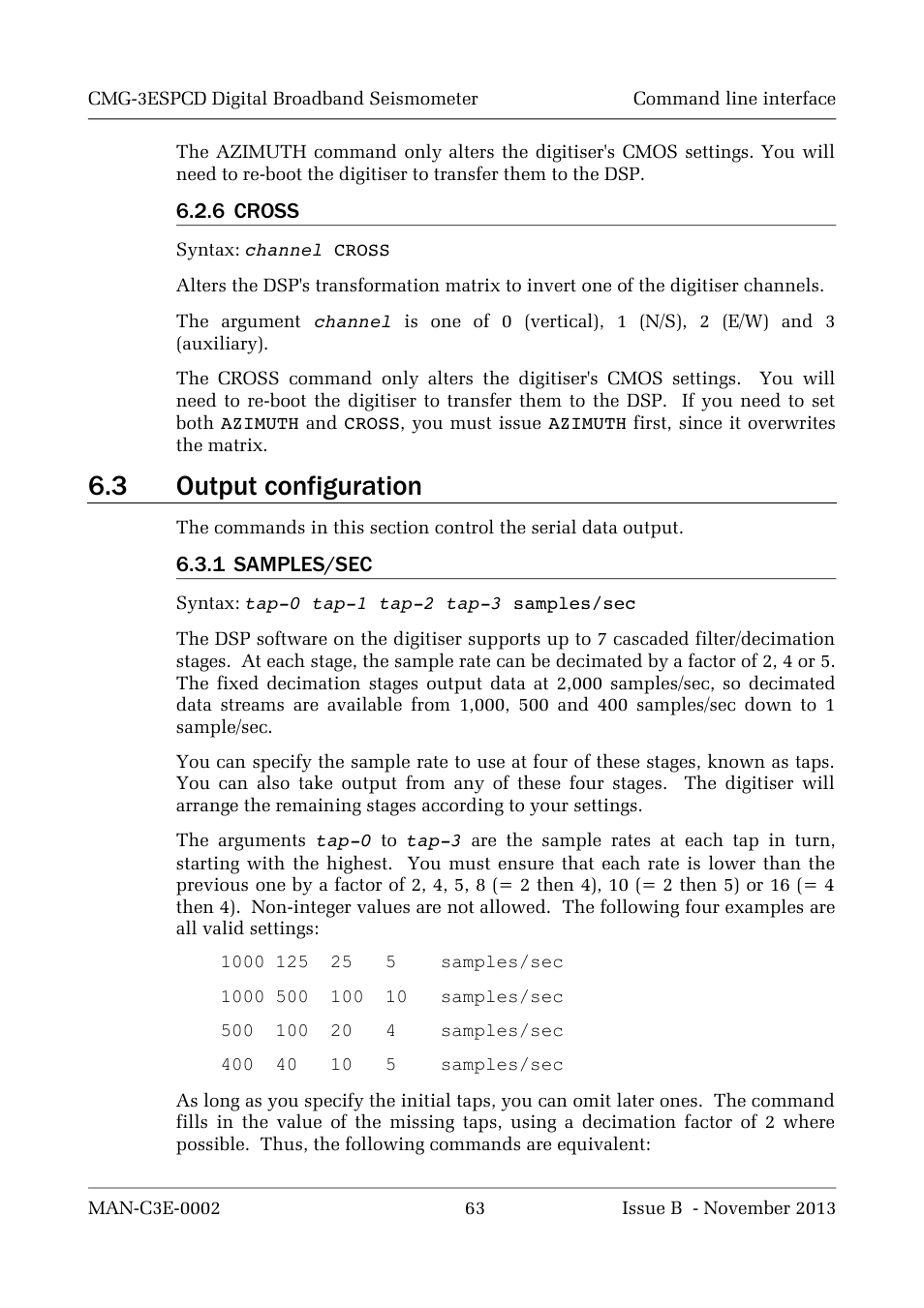 3 output configuration | Guralp Systems CMG-3ESPCD User Manual | Page 63 / 98