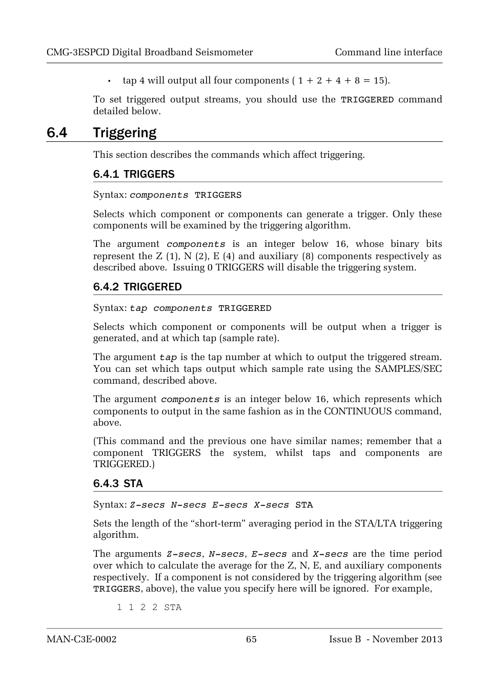 4 triggering | Guralp Systems CMG-3ESPCD User Manual | Page 65 / 98