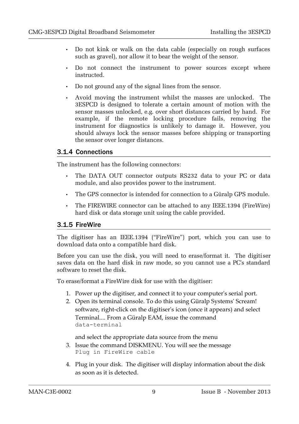 4 connections, 5 firewire | Guralp Systems CMG-3ESPCD User Manual | Page 9 / 98