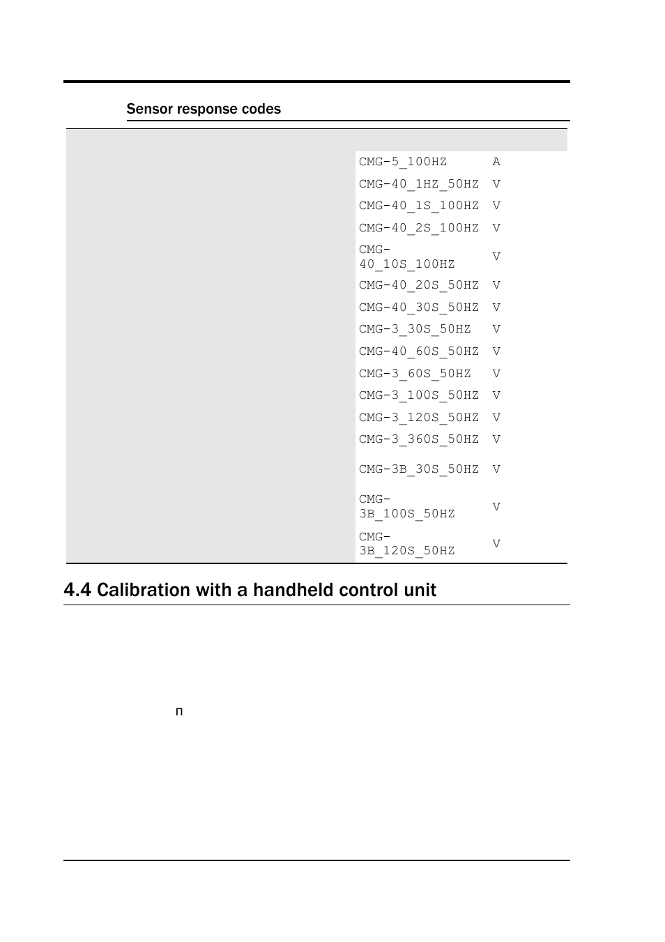 Sensor response codes, 4 calibration with a handheld control unit | Guralp Systems CMG-40T User Manual | Page 30 / 35