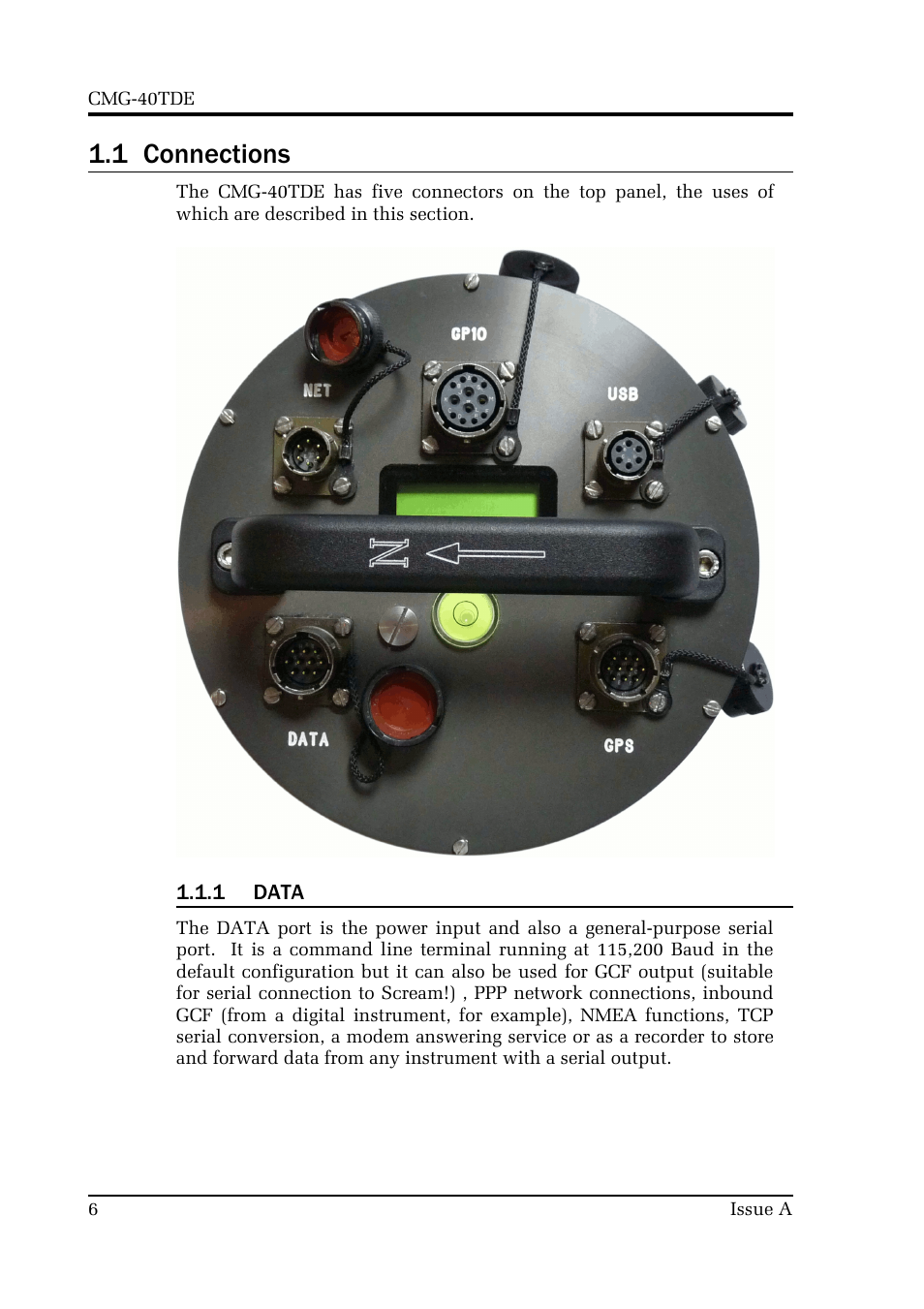 1 connections | Guralp Systems CMG-40TDE User Manual | Page 6 / 15