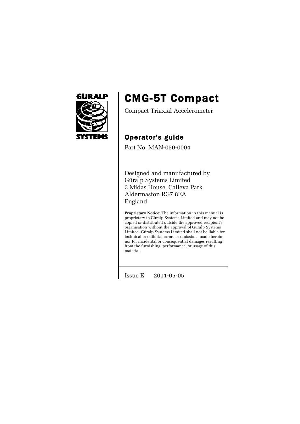 Guralp Systems CMG-5T Compact User Manual | 27 pages
