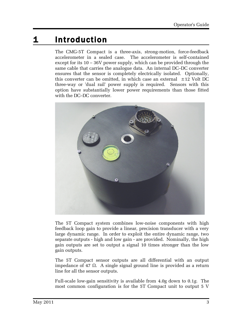 1introduction | Guralp Systems CMG-5T Compact User Manual | Page 3 / 27