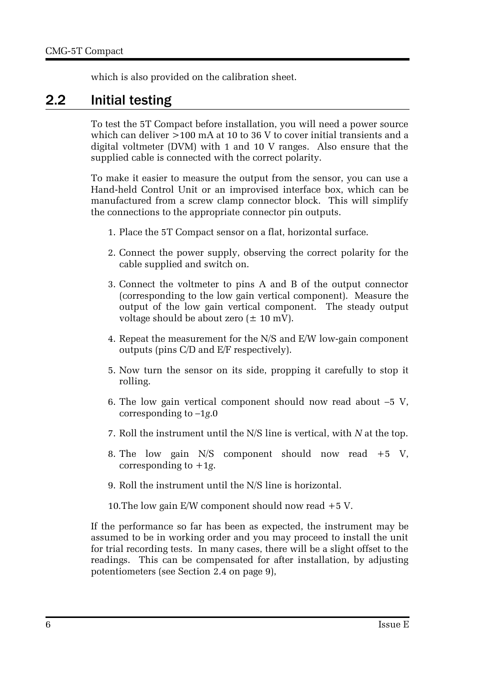 2 initial testing | Guralp Systems CMG-5T Compact User Manual | Page 6 / 27